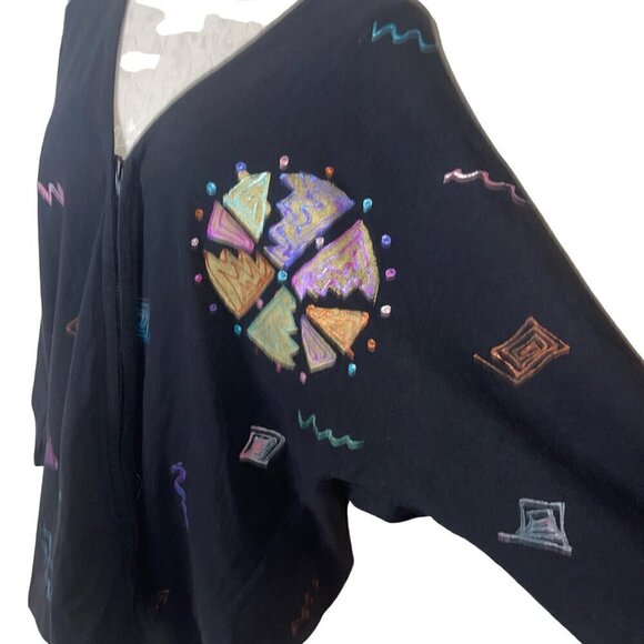 Cristina Maxx Vintage 90s Womens Sweater Skirt Set Size XL Black Cardigan V Neck - Picture 6 of 10